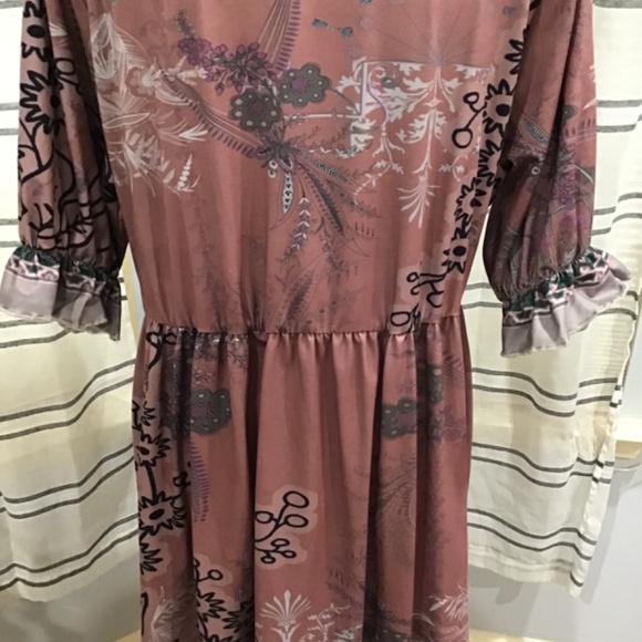 Pink Daisy Women’s Size 1X Plus (14/16) V Neck 3/4 Ruffle Sleeve Dress Fairy - Picture 6 of 12